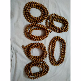 wooden bead mala necklace set