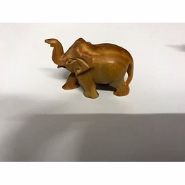 hand-carved wooden elephant mini figurine