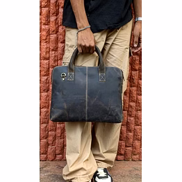 vintage leather laptop briefcase bag