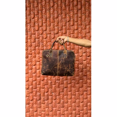 Distressed Leather Laptop Briefcase Bag-Product-33