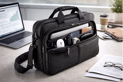 High-quality laptop bag with padded compartments, durable material, and organized storage for profes