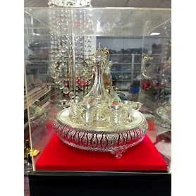 රිදී ආලේපිත කෙන්ඩිය සහිත ටී කප්ස් 6