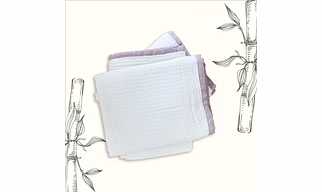 Living Ayurvedic Premium Bamboo Waffle Bath towel with Linen Border - in colour Dusky Lavender