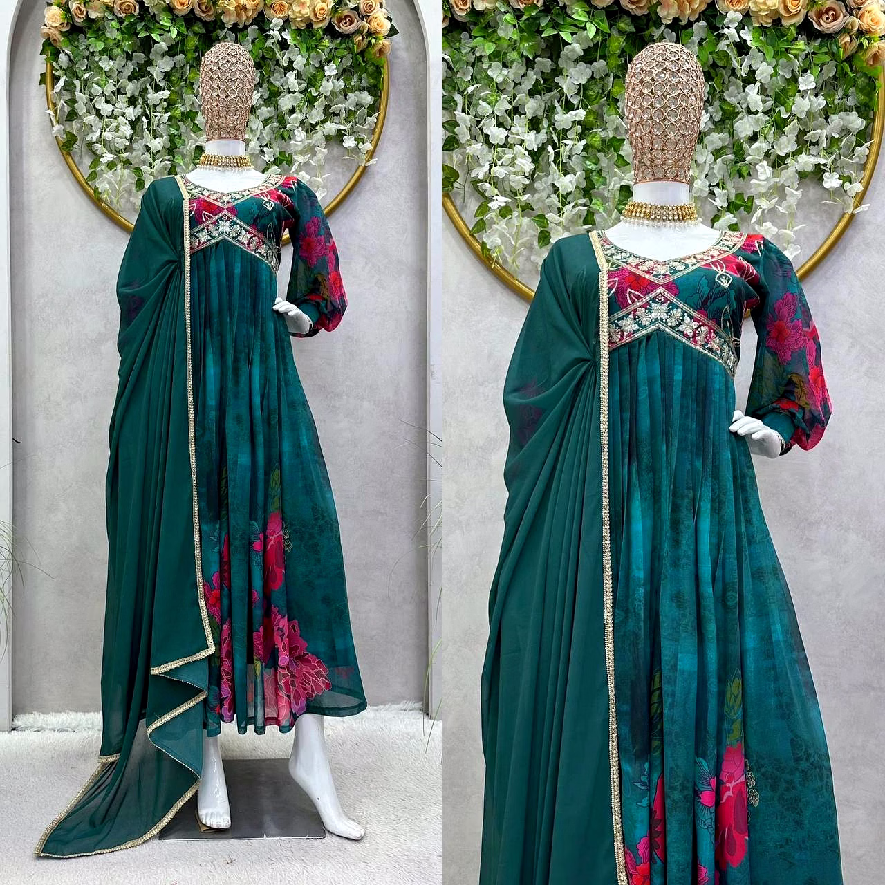 Designer Faux Georgette Suit with Digital Print, Thread & Sequence Work + Dupatta image 2