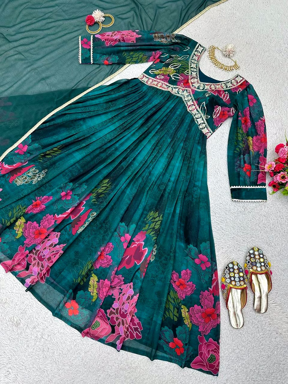 Designer Faux Georgette Suit with Digital Print, Thread & Sequence Work + Dupatta image 6