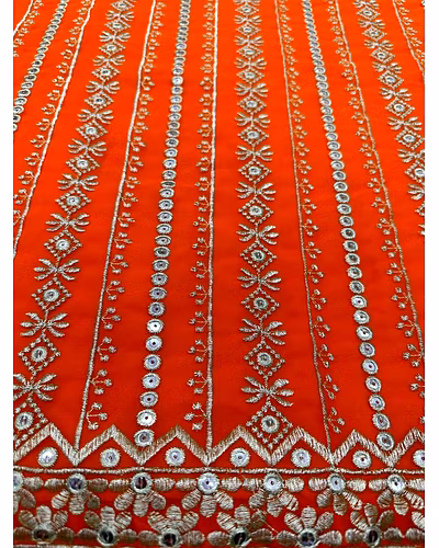 Beautiful Designer Faux Georgette Suit with Dhoti &amp; Dupatta, Sequins &amp; Thread Work-M-Orange-5