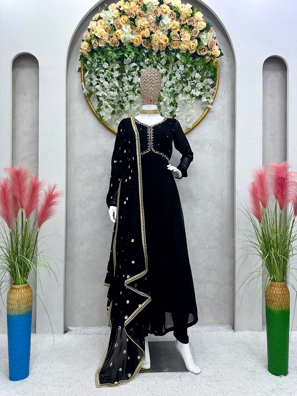Elegant Faux Georgette Designer Suit with Hand Work and Sequins Dupatta image 2