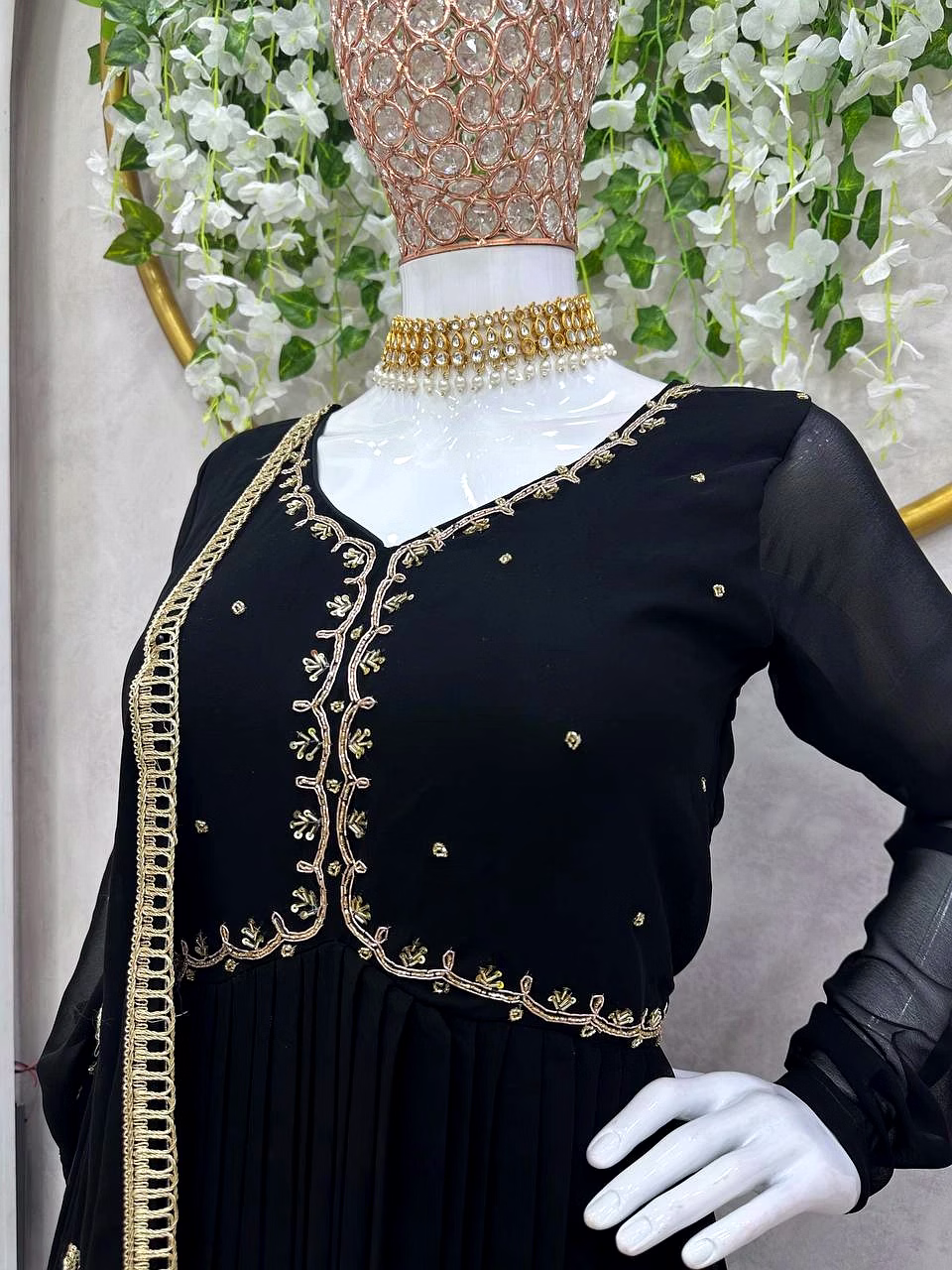 Elegant Faux Georgette Designer Suit with Hand Work and Sequins Dupatta image 3