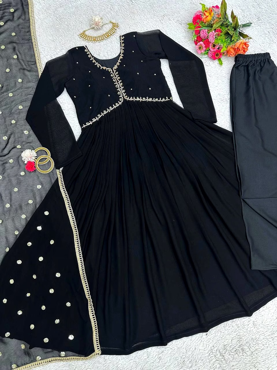 Elegant Faux Georgette Designer Suit with Hand Work and Sequins Dupatta image 5