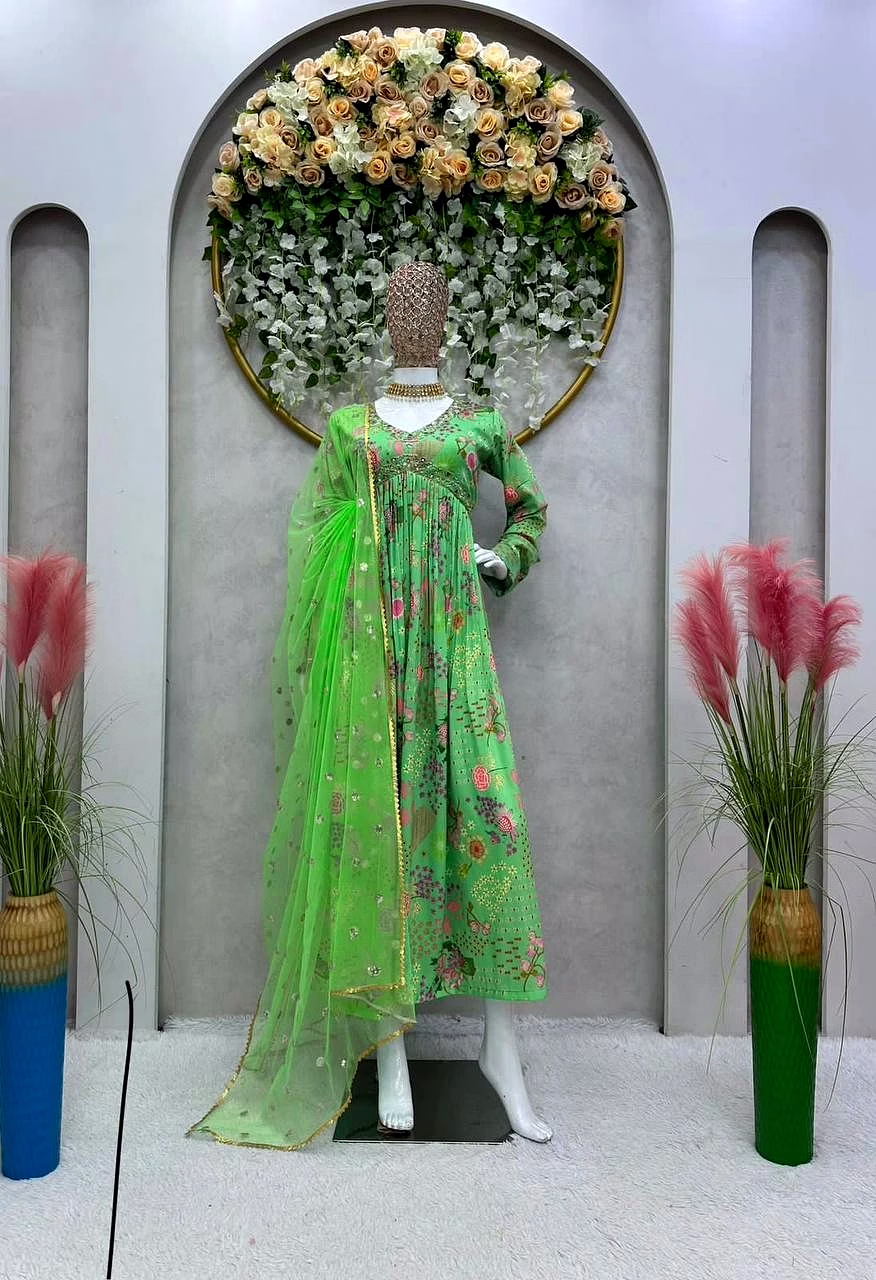 Designer Padded Suit Set - Muslin Cotton, Digital Print, Hand Work, Crepe Pants, Faux Georgette Dupatta image 4