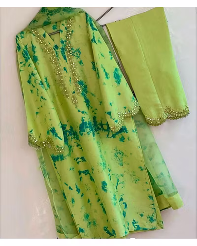 Beautiful Designer Suit on Crep Silk with Digital Print and Sequin Work, Crep Silk Pent, and Tibby Silk Dupatta with Digital Print - Size M(38), L(40), XL(42), XXL(44), XXXL(46), Free Size Pent, and 2.2M Dupatta-XXXL-Lemon Yellow-3