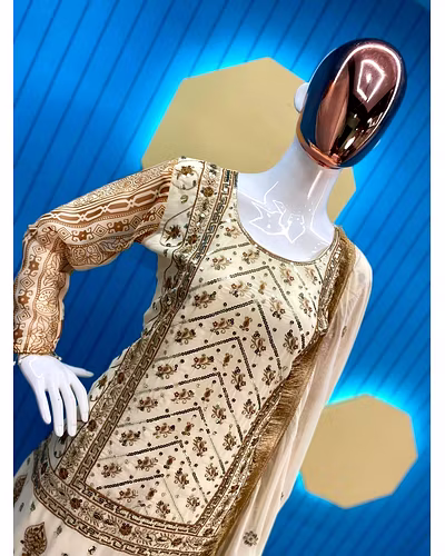Designer Tafeta Satin Suit with Sequin &amp; Thread Work, Faux Georgette Dupatta - M/L/XL (45&quot;) - 0.900 Grm-Black-XL-8