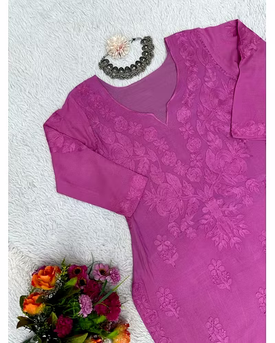 💃🏻💃🏻Havy Reyon Chain-Stitch Suit, Weight 0.700 GRM, Colour 6, Length 40, Size M(38)-XXL(44)💃🏻💃🏻
👖Havy Reyon Chain-Stitch Palzoo, Length 40, Size Full Stiched with Elastic (up to 44)👖-Magenta-M-7