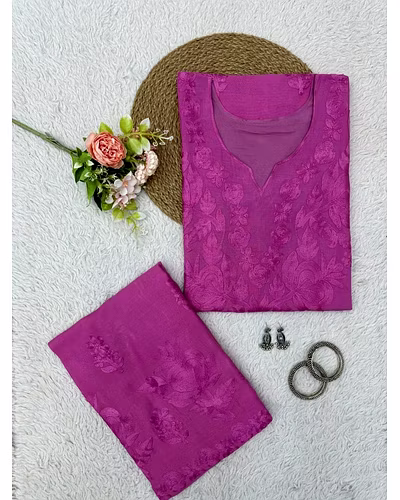 💃🏻💃🏻Havy Reyon Chain-Stitch Suit, Weight 0.700 GRM, Colour 6, Length 40, Size M(38)-XXL(44)💃🏻💃🏻
👖Havy Reyon Chain-Stitch Palzoo, Length 40, Size Full Stiched with Elastic (up to 44)👖-Magenta-L-9