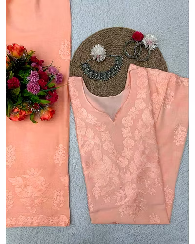 💃🏻💃🏻Havy Reyon Chain-Stitch Suit, Weight 0.700 GRM, Colour 6, Length 40, Size M(38)-XXL(44)💃🏻💃🏻
👖Havy Reyon Chain-Stitch Palzoo, Length 40, Size Full Stiched with Elastic (up to 44)👖-Cream-M-3