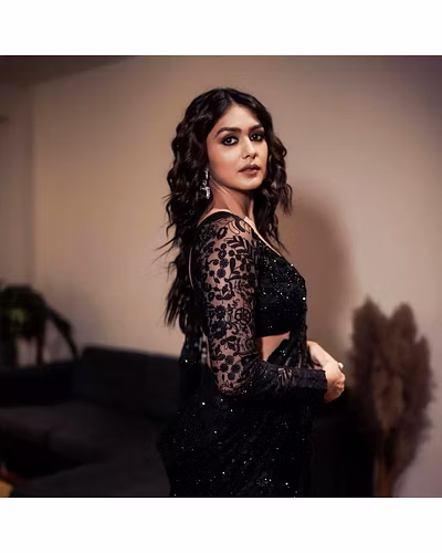 Beautiful Soft Net Designer Saree with Thread &amp; Sequence Work and Soft Net Blouse with Thread &amp; Sequence Work - Same Color-Black-5