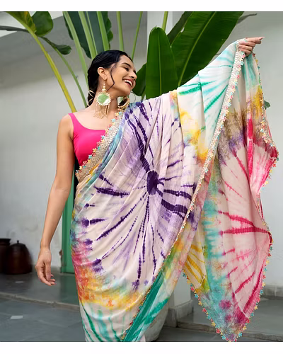 Heavy Soft Chinon With Mono Banglori Blouse Piecs-6