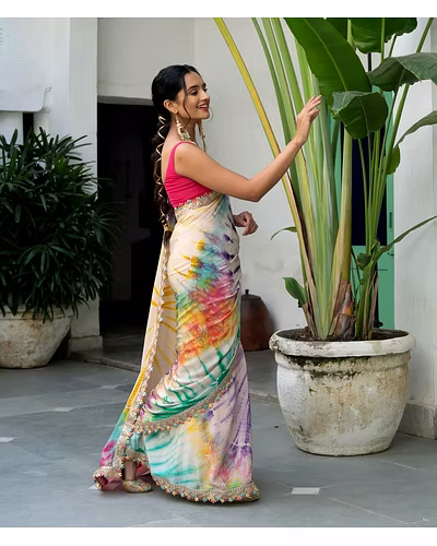 Heavy Soft Chinon With Mono Banglori Blouse Piecs-8