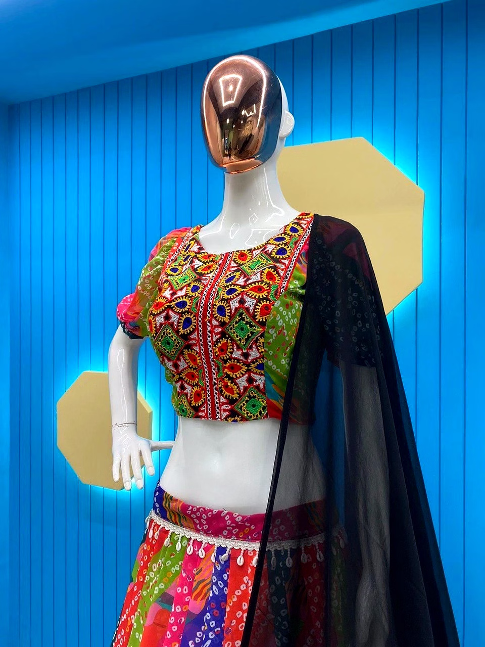 Bandhani Print Georgette Lehenga with Gamthi Work and Designer Fullstitched Blouse image 9