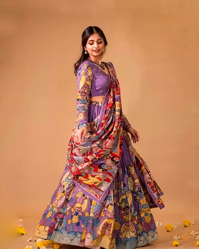 Elegant Vichitra Sequence Lehenga with Ultra Satin Inner and 4m Flair, Semi-Stitched-RLG569-Purple