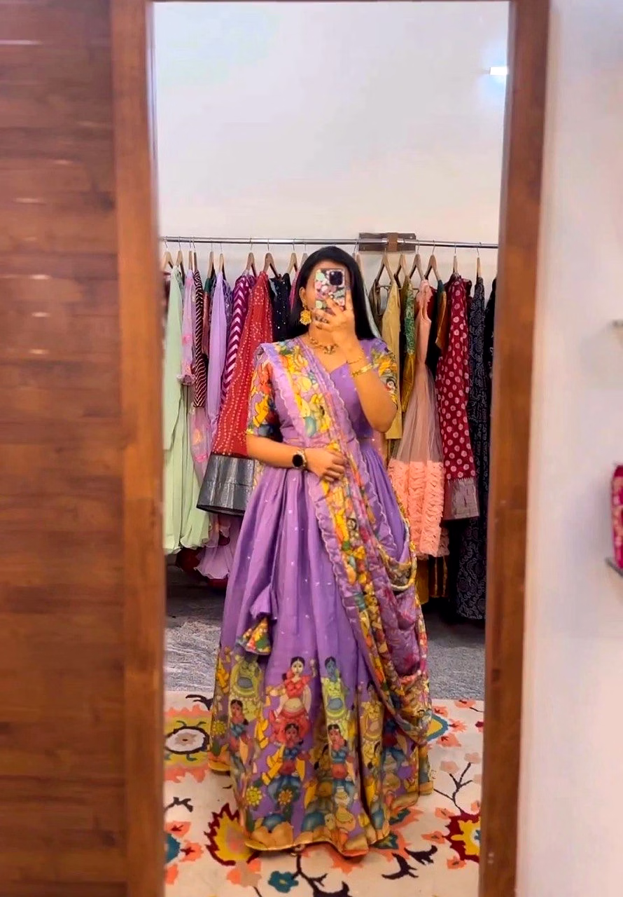Elegant Vichitra Sequence Lehenga with Ultra Satin Inner and 4m Flair, Semi-Stitched image 3