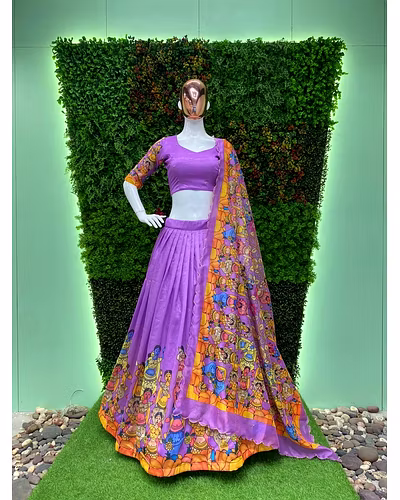 Elegant Vichitra Sequence Lehenga with Ultra Satin Inner and 4m Flair, Semi-Stitched-Purple-3