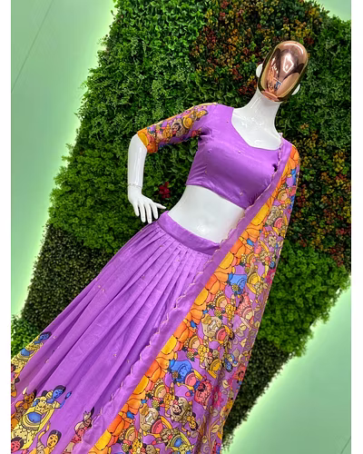 Elegant Vichitra Sequence Lehenga with Ultra Satin Inner and 4m Flair, Semi-Stitched-Purple-4