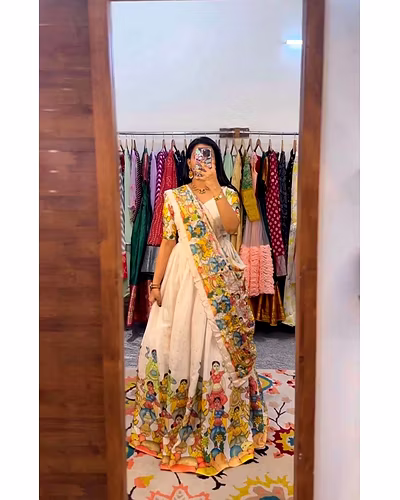 Elegant Vichitra Sequence Lehenga with Ultra Satin Inner and 4m Flair, Semi-Stitched-Beige-2
