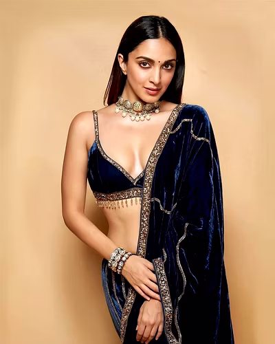 Elegant Viscos Velvet Lehenga with Heavy Embroidery &amp; Sequins Work - Semi-Stitched-Navy Blue-1