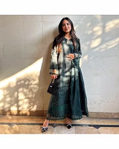 Elegant Faux Georgette Embroidered Suit with Heavy Moti Lace Work and Dupatta Set-Rama-XL-2