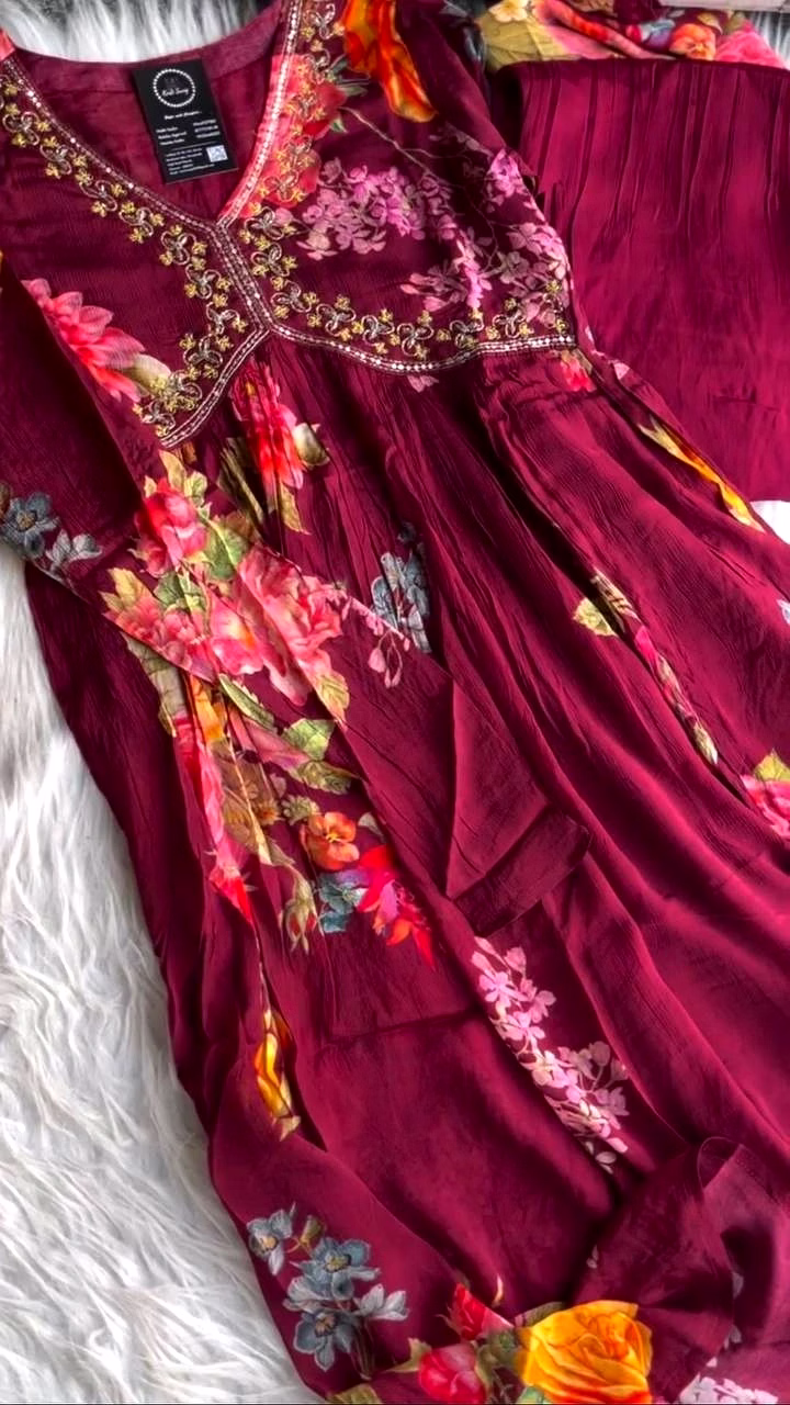 Elegant Chinon Gown with Silk Inner, Full-Stitched Bottom & Dupatta - Sizes M to XXL image 4