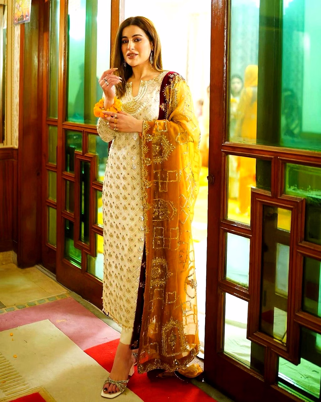 ynf faux georgette suit with sequence embroidery - m, l, xl, xxl - free size pants