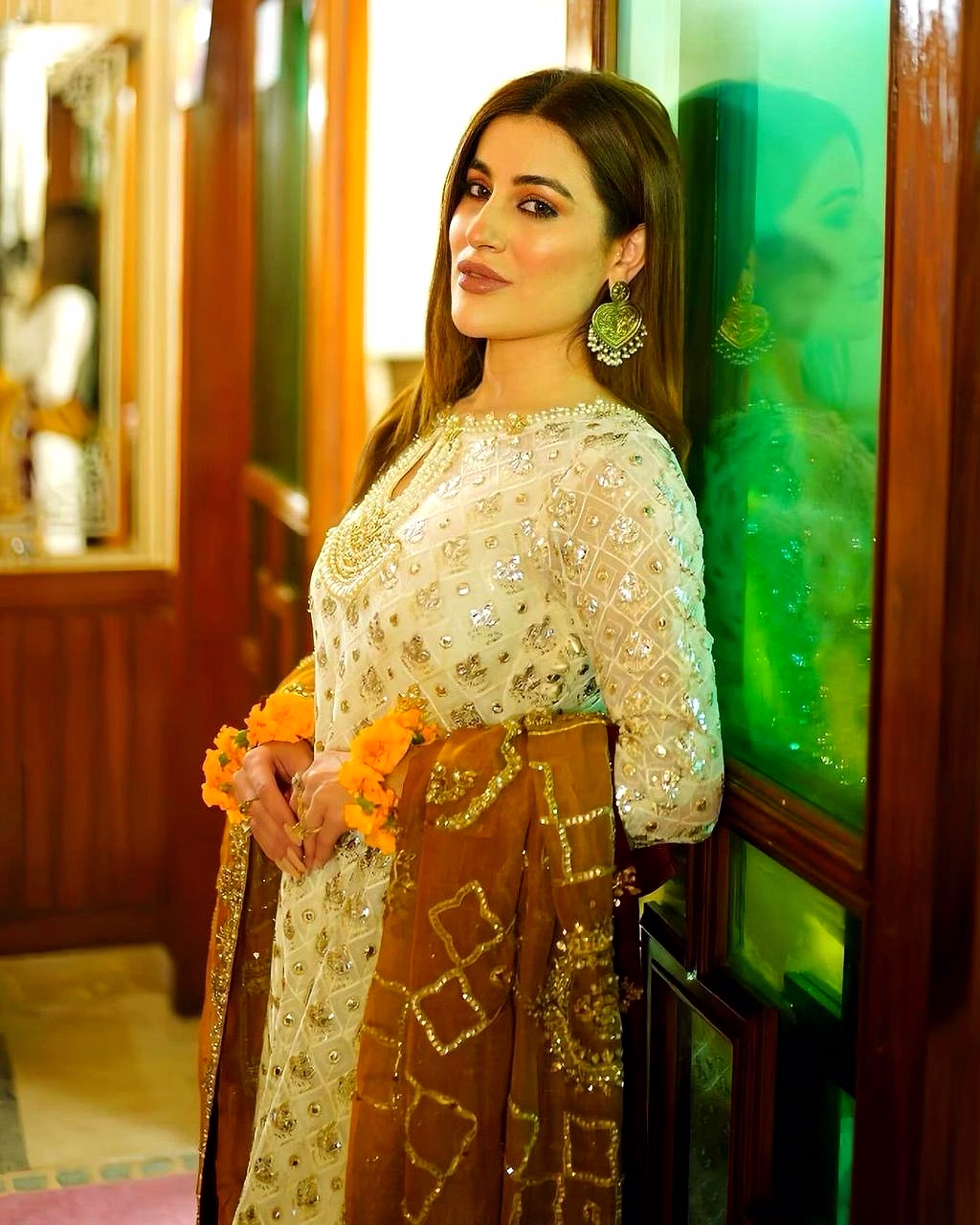Faux Georgette Suit with Sequence Embroidery - M, L, XL, XXL - Free Size Pants image 3
