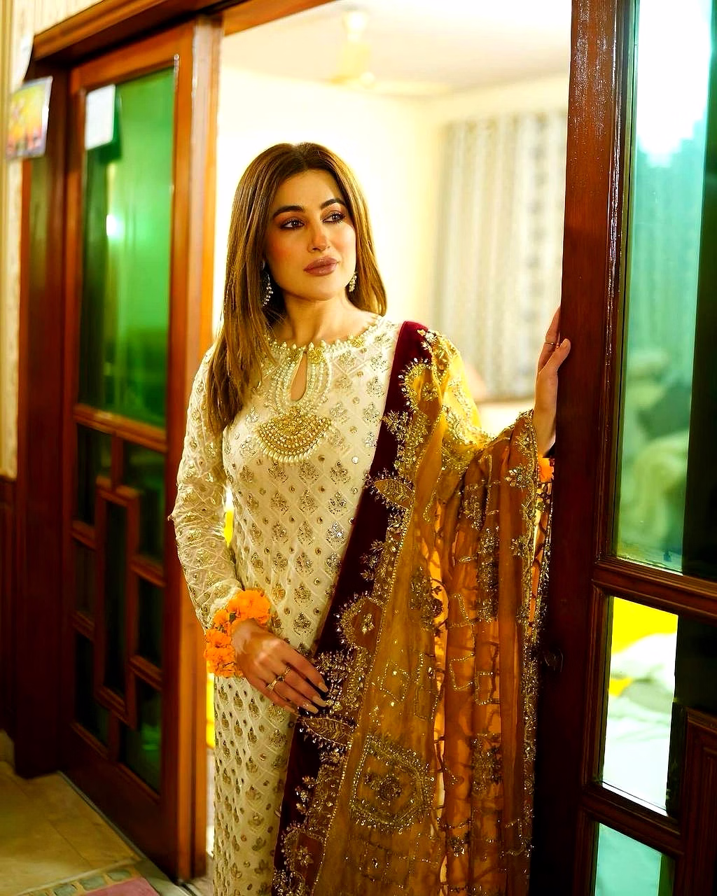 Faux Georgette Suit with Sequence Embroidery - M, L, XL, XXL - Free Size Pants image 4
