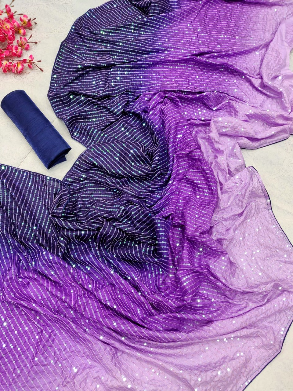 Vichitra Silk Saree with Piping With Blouse Piecs image 5