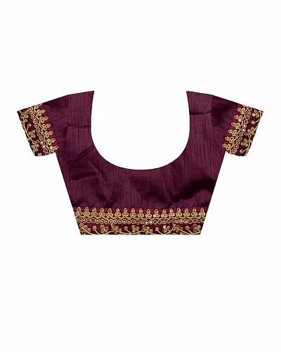 Chiffon Saree Adorned with Sequins and Cord Embroidery With Blouse Piecs-5