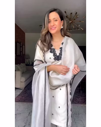 Elegant Maslin Embroidered Top &amp; Lace Pant Set with Dupatta - Sizes M to XXL-White-XXL-2