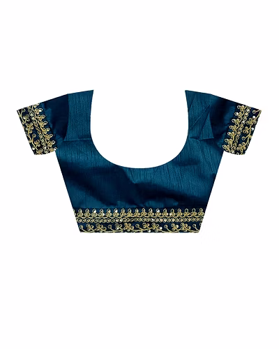 Chiffon Saree Adorned with Sequins and Cord Embroidery With Blouse Piecs-5