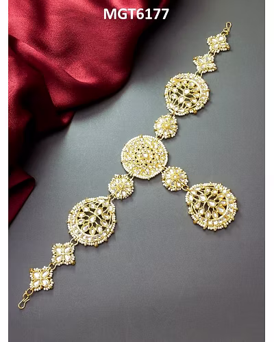 Satrangi Designer Rajputi Kundan Matha Patti - Gold Plated Bridal Sheesh Phool-LOX6177