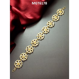 ynf gold-plated brown kundan hairband - handcrafted, five layer, elegant festival wear