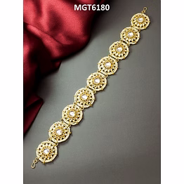 ynf elegant gold tone kundan rajasthani sheeshphool mathapatti bridal accessories