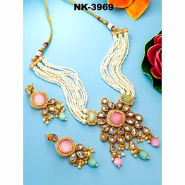 ynf khushi's heavy handcrafted kundan bridal choker set - gold plated, adjustable
