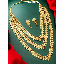 ynf you bella jewellery traditional temple coin combo necklace set with earrings