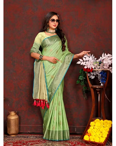 Soft Katan Silk Saree with Exquisite Zari Weaving, Resplendent Pallu, and Silk Weaving Blouse Piece-RMNX-316-Green