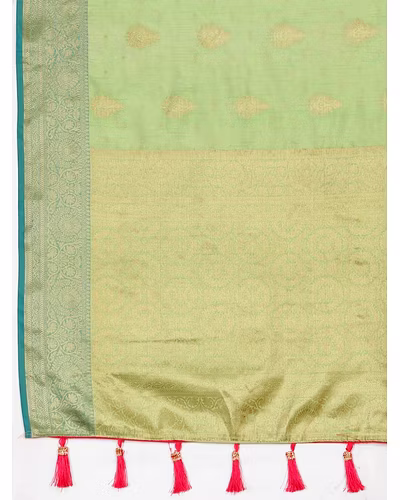 Soft Katan Silk Saree with Exquisite Zari Weaving, Resplendent Pallu, and Silk Weaving Blouse Piece-Green-2