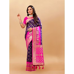 ynf soft patola silk saree with meenakari motifs, rich zari pallu, contrast border & tassels