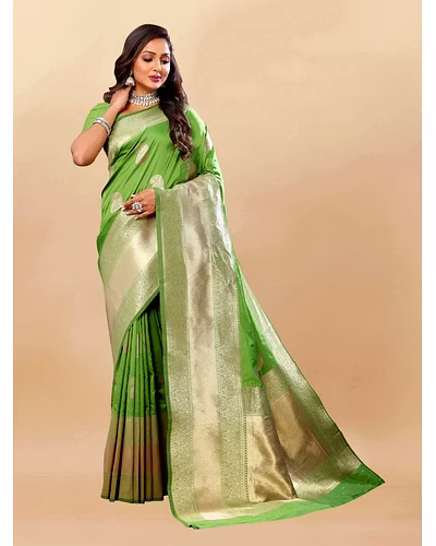 Soft Silk Saree with Rich Zari Weaving Pallu and Border, Silk Weaving Blouse Piece-RMNX-246-Pista