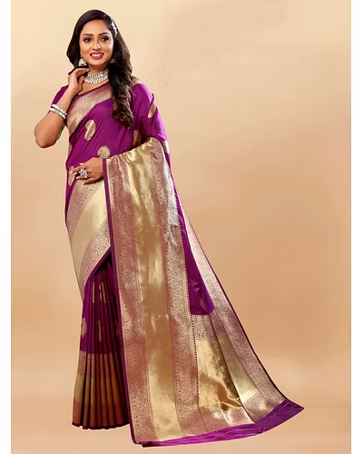 Soft Silk Saree with Rich Zari Weaving Pallu and Border, Silk Weaving Blouse Piece-RMNX-246-Wine