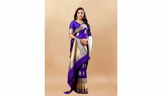Soft Silk Saree with Rich Zari Weaving Pallu and Border, Silk Weaving Blouse Piece