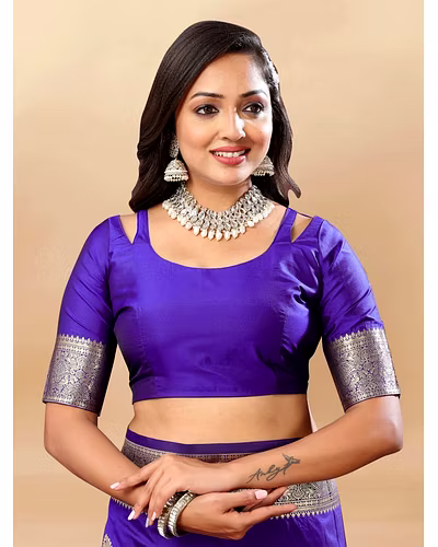 Soft Silk Saree with Rich Zari Weaving Pallu and Border, Silk Weaving Blouse Piece-Purple-3